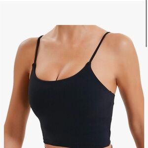 Women Yoga Tank Top Padded Sports Bra Workout Fitness Running Crop Top Black,